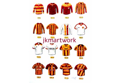 Bradford City FC Retro Shirts Wall Art Print